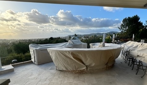 Custom covered patio furniture on patio