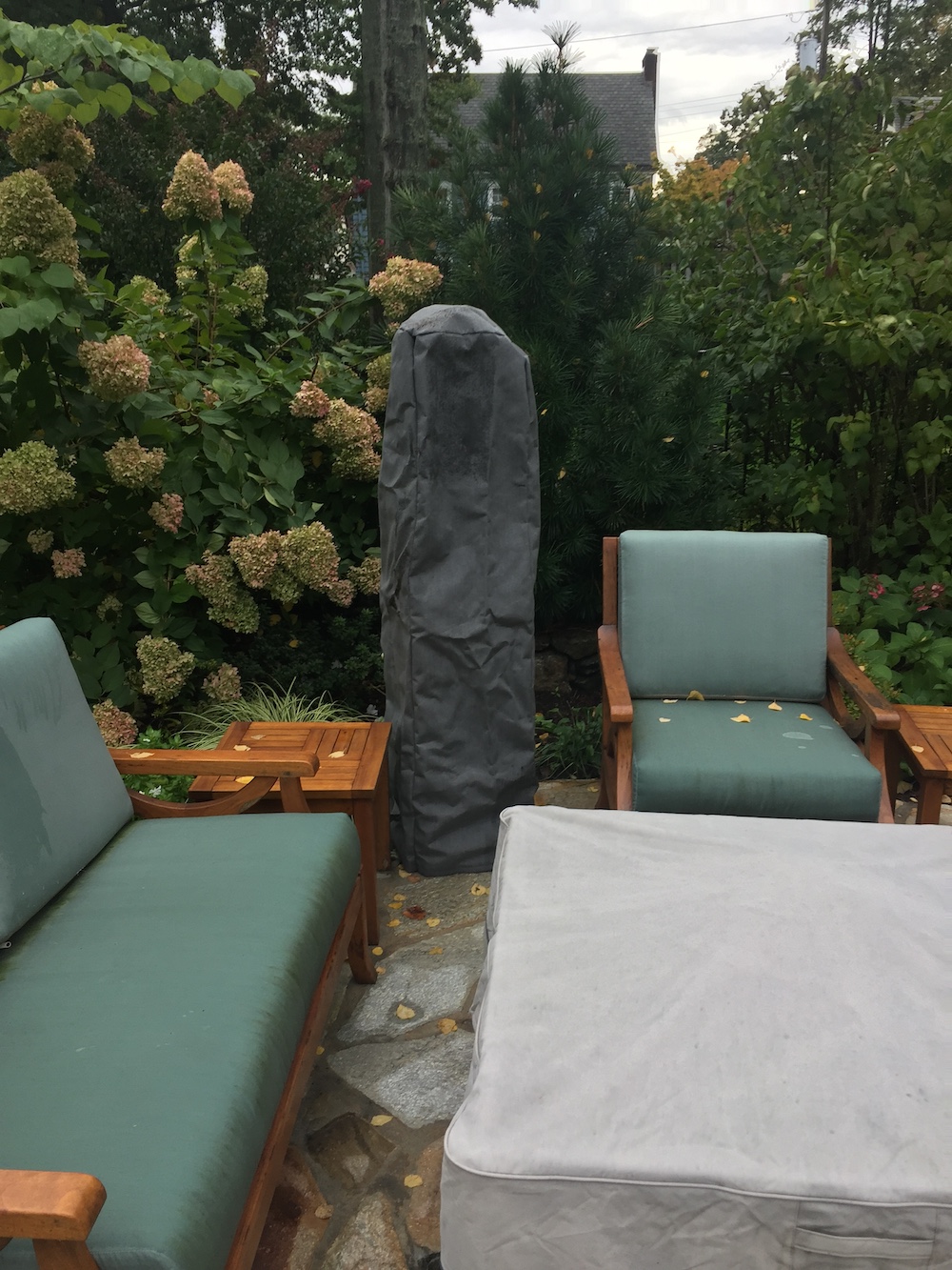 Sculpture in backyard garden
